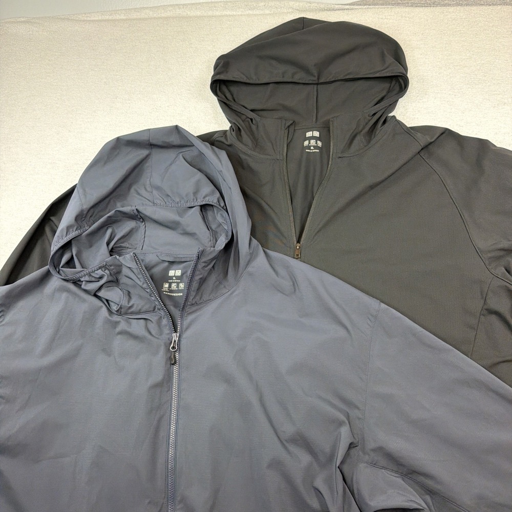 UNIQLO LOT Jackets Pocketable & Dry-EX UV Protection Parka Hoodie Blue Black XL